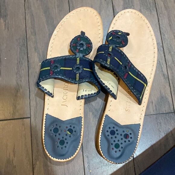 New Jack Rogers Plaid Tartan Slip On Sandals sz10 - Picture 1 of 4